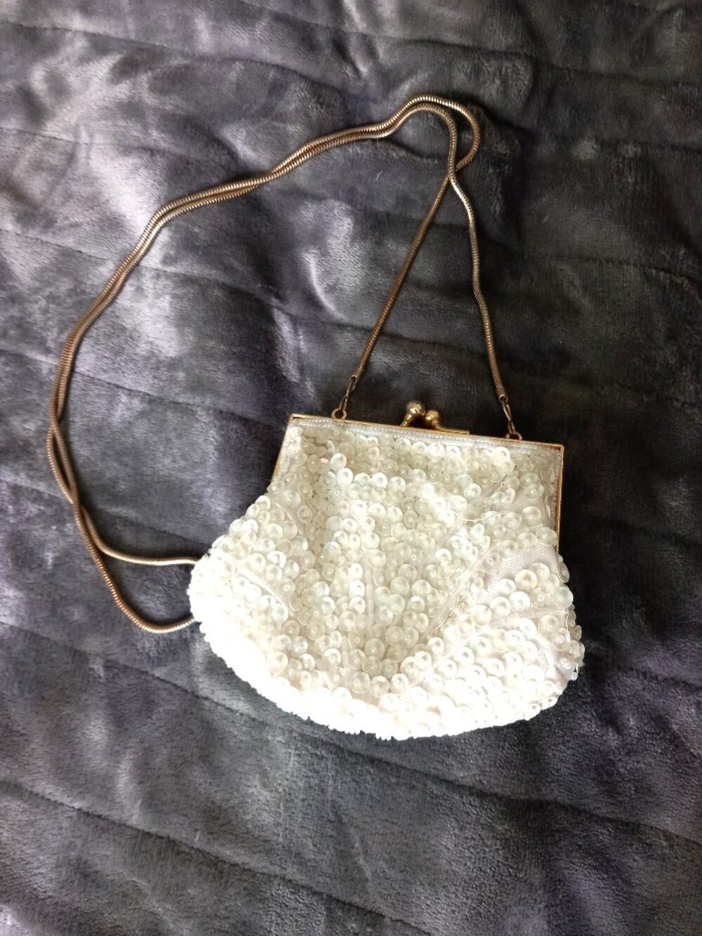 Vintage White Sequined Hand Bag by Dancin'